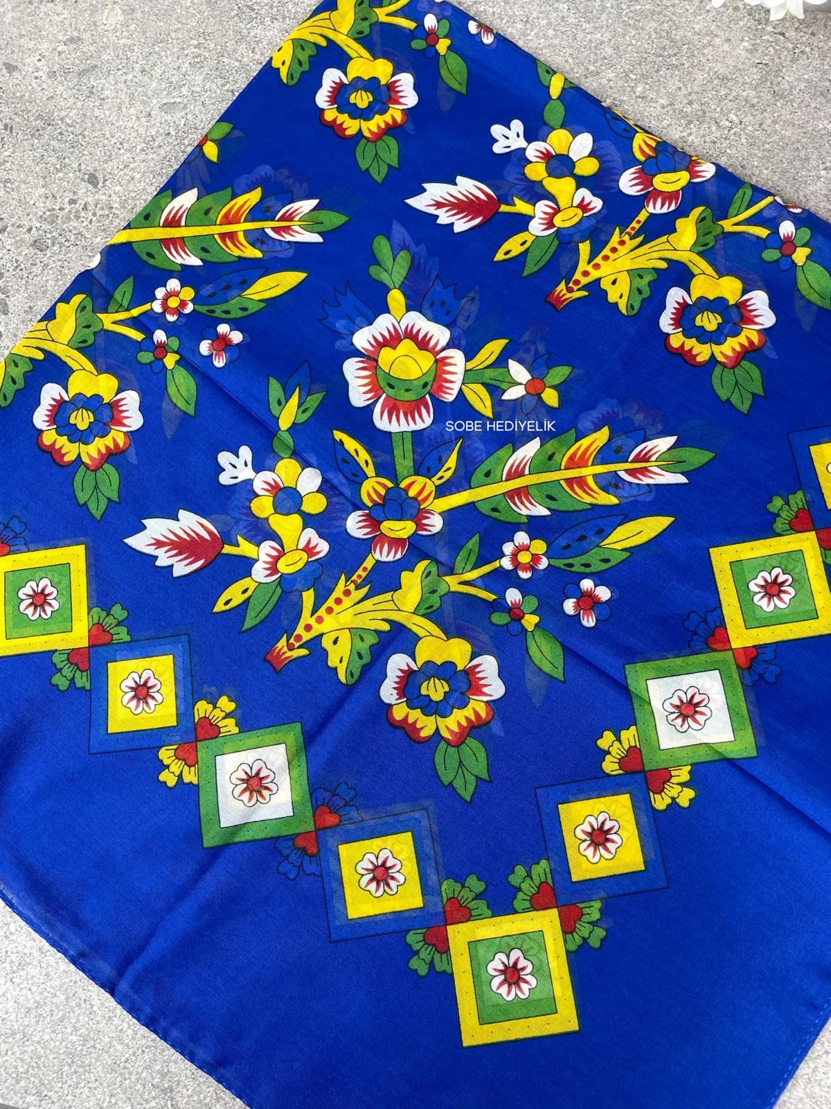 Çengelköy Desen Yöresel Yazma - Mavi