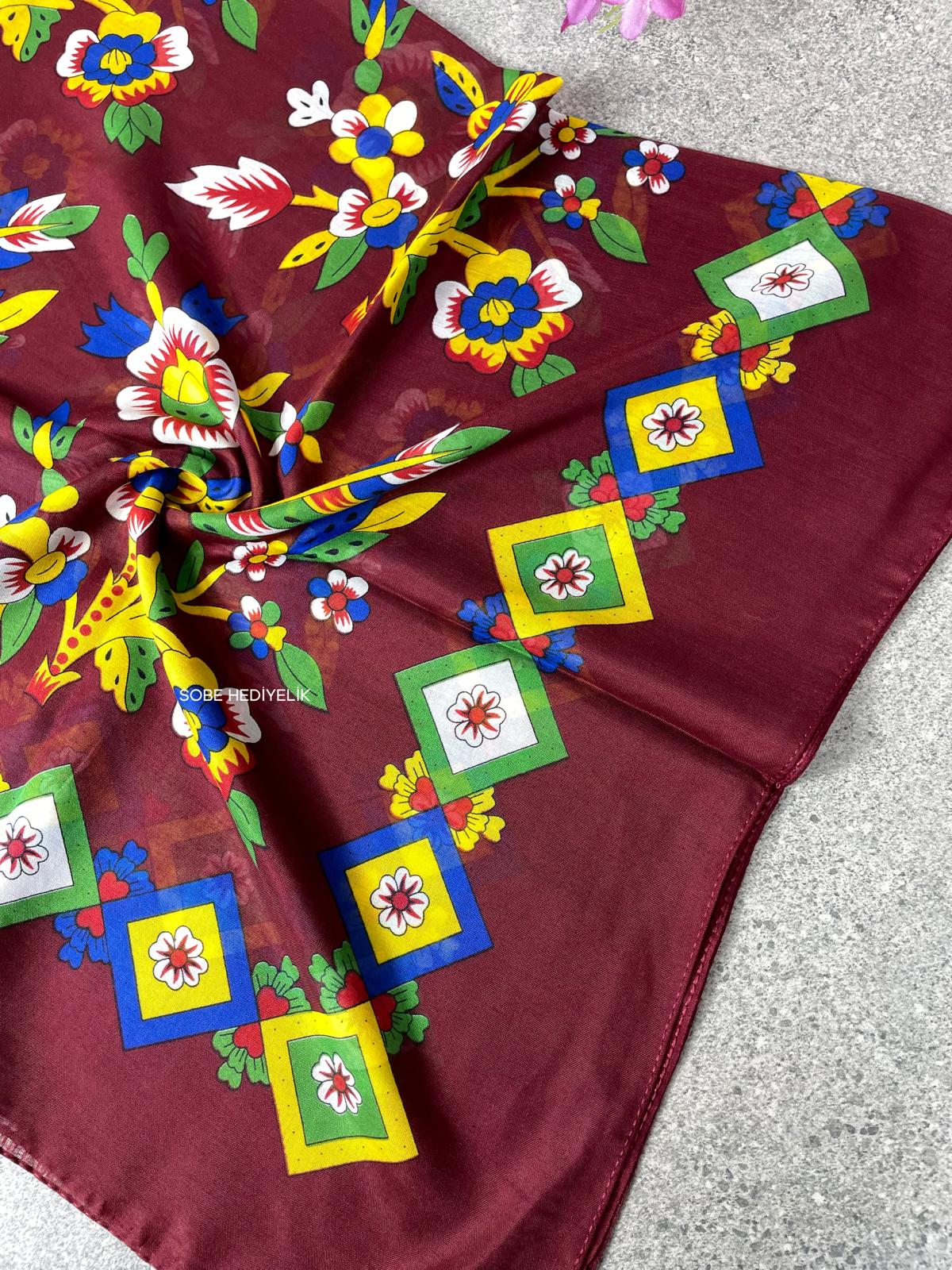 Çengelköy Desen Yöresel Yazma - Bordo