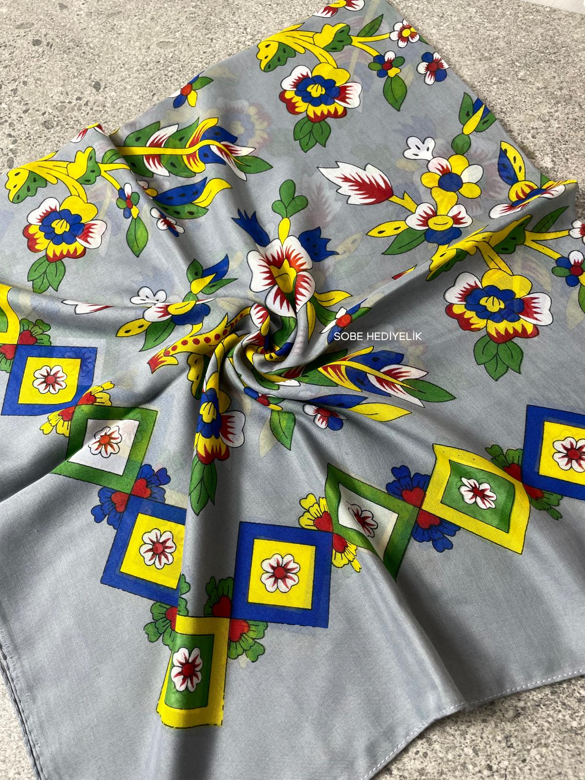 Çengelköy Desen Yöresel Yazma - Gri