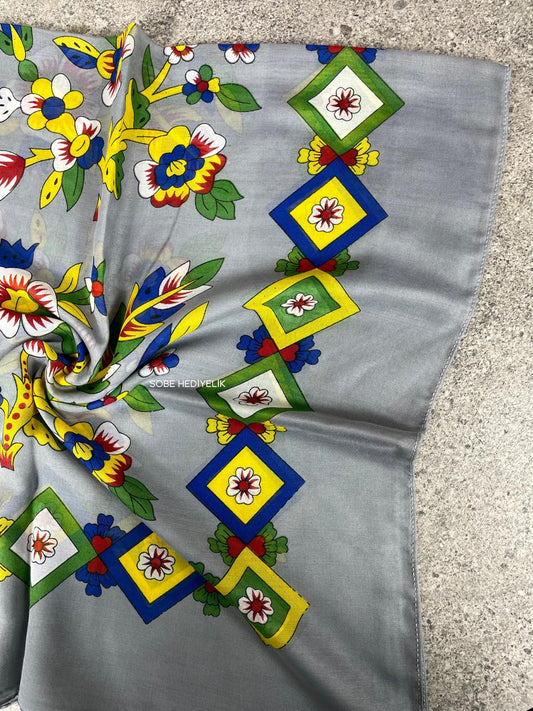 Çengelköy Desen Yöresel Yazma - Gri