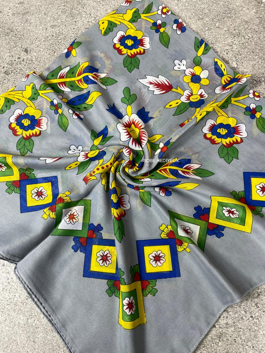 Çengelköy Desen Yöresel Yazma - Gri