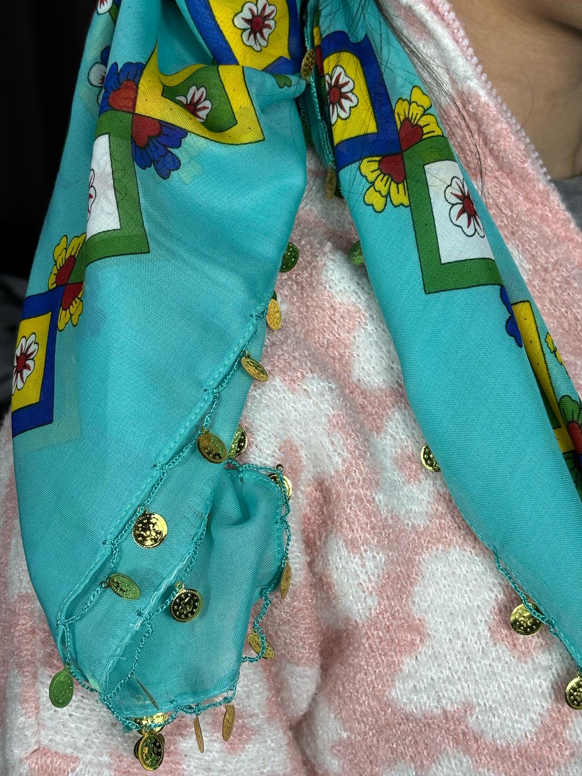 Çengelköy Desen Pullu Yöresel Yazma - Su Yeşili