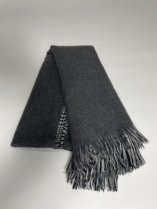 Kışlık Yünlü Çift Taraflı Ekose Şal - Gri