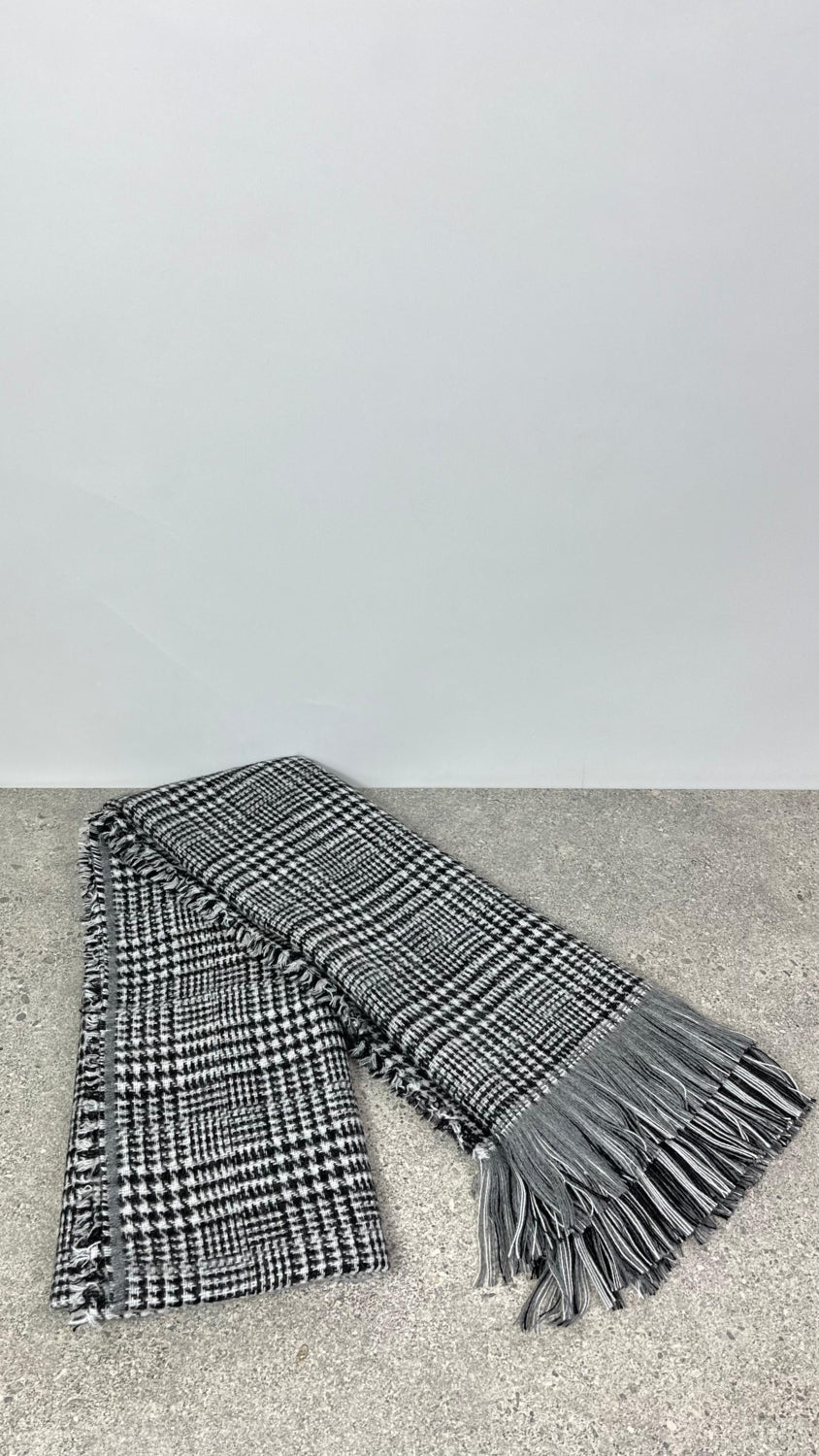 Kışlık Yünlü Çift Taraflı Ekose Şal - Gri