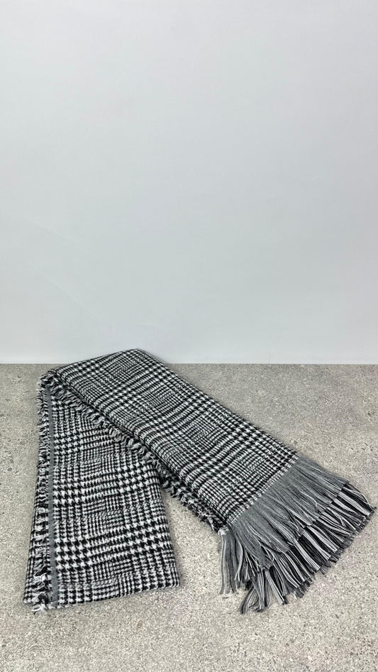 Kışlık Yünlü Çift Taraflı Ekose Şal - Gri