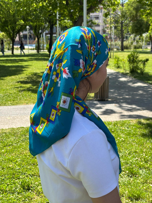 Çengelköy Desen Yöresel Yazma - Turkuaz