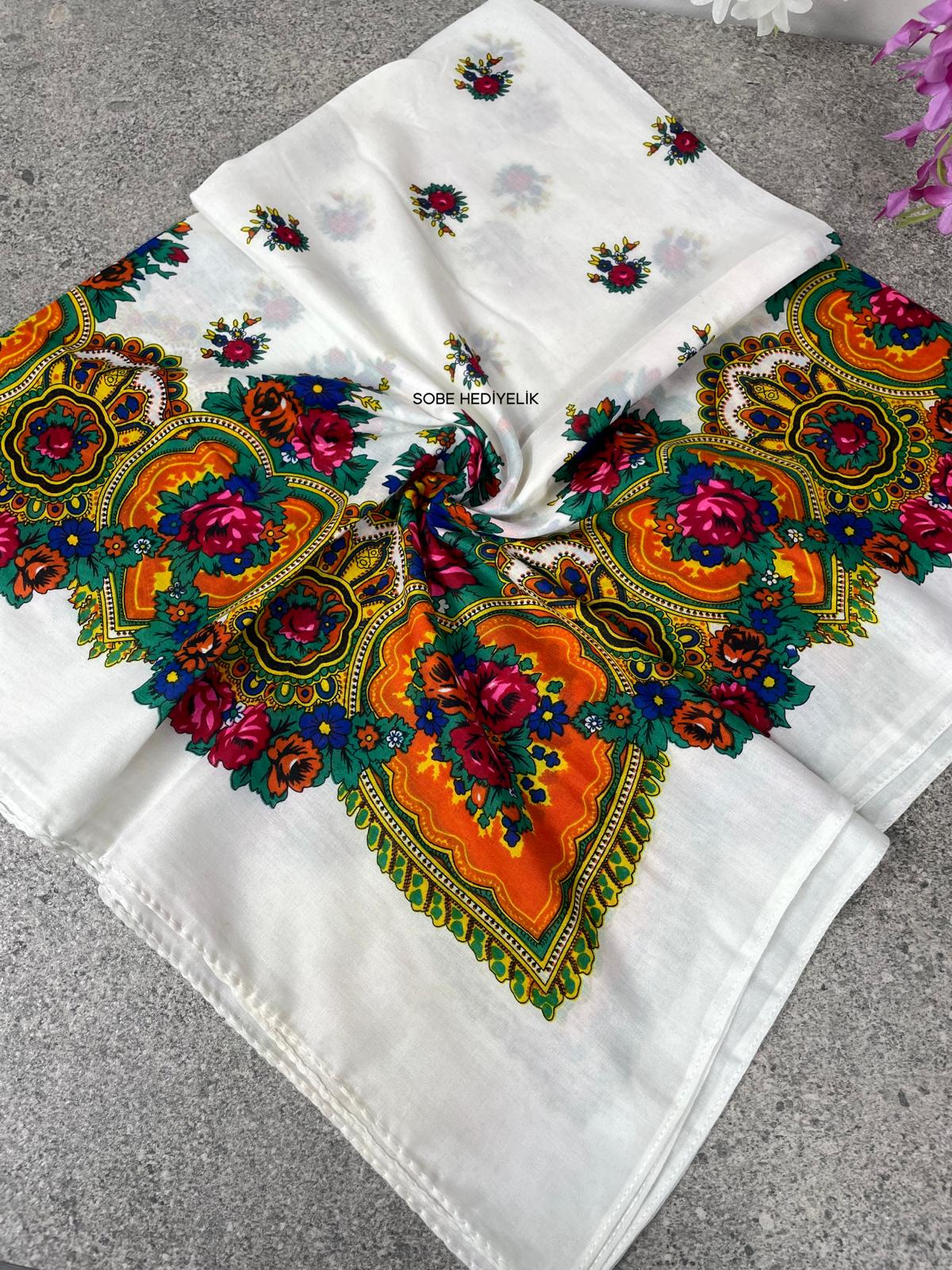 Yöresel Hamavi Desen Mardin Yazması - Beyaz