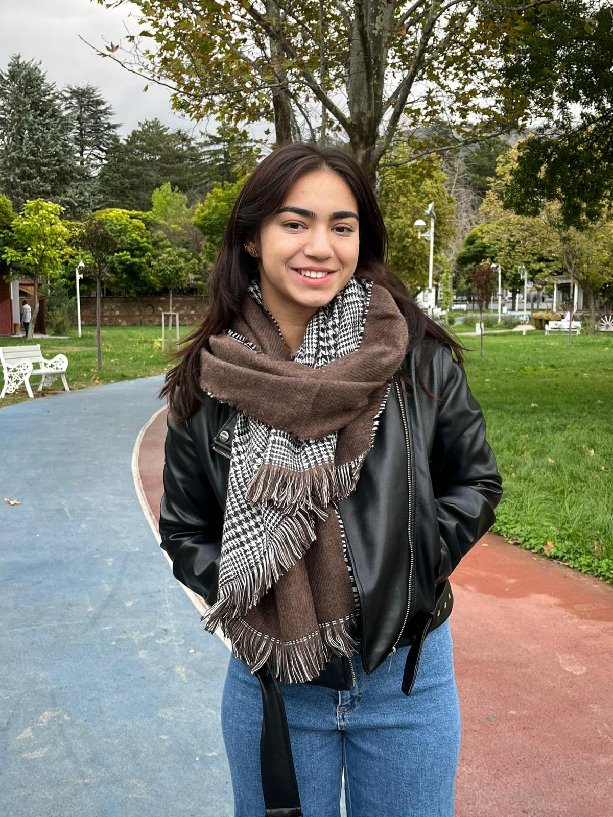 Kışlık Yünlü Çift Taraflı Ekose Şal - Kahverengi